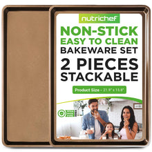 2-Piece Nonstick Cookie Sheets - Easy Clean Carbon Steel, Metallic