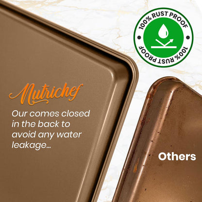 2-Piece Nonstick Cookie Sheets - Easy Clean Carbon Steel, Metallic