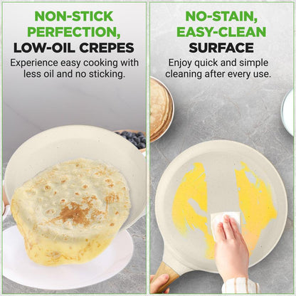 Non-Stick Crepe Pan, Even Heat, Marble Coating, White Cream