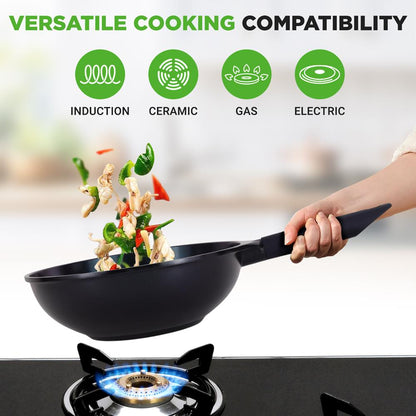 5-Piece Nonstick Frying Pan Set, Even Heat Ceramic, Blue Diamond