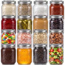 16-Pack 16 oz Mason Jars - Airtight Seal, Durable Glass, Silver Lids
