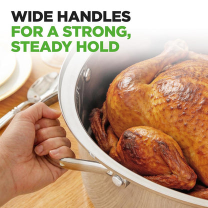 20" Oval Roasting Pan - Tender Roasts - Stainless Steel, Dishwasher Safe