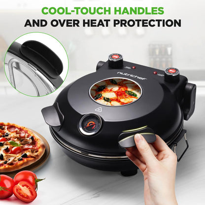 Electric Pizza Oven 12" Precise Cooking Non-Stick Stone