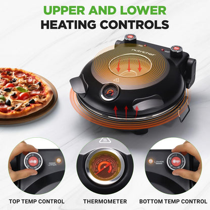 Electric Pizza Oven 12" Precise Cooking Non-Stick Stone