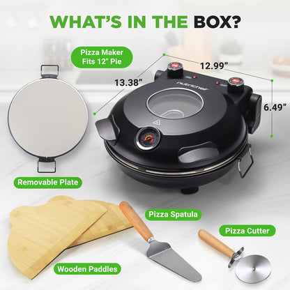 Electric Pizza Oven 12" Precise Cooking Non-Stick Stone