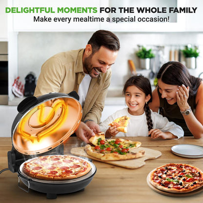 Electric Pizza Oven 12" Precise Cooking Non-Stick Stone