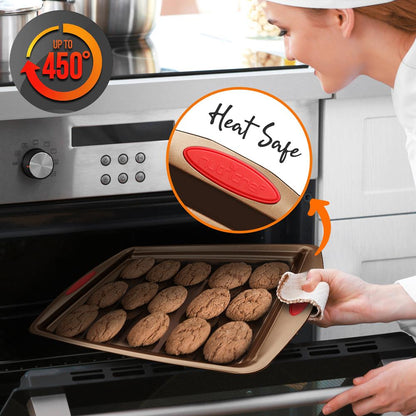15-Piece Nonstick Bakeware Set, Durable Carbon Steel, Gold