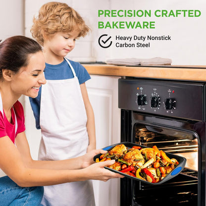 Nonstick Bakeware Set 6-Piece Easy Clean Carbon Steel Gray