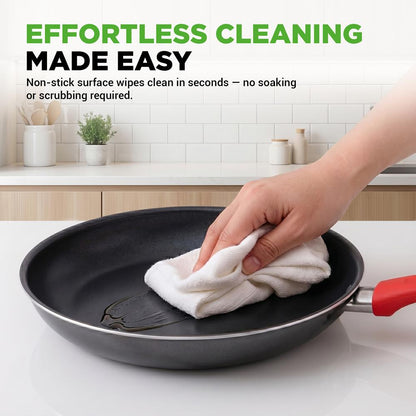 21-Piece Nonstick Cookware Set - Even Heat, Cool-Touch Handles, Red