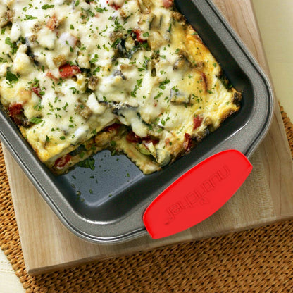 10-Piece Nonstick Bakeware Set, Easy Clean Carbon Steel, Red Handles