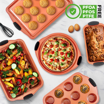 8-Piece Nonstick Bakeware Set, Carbon Steel, Copper Finish