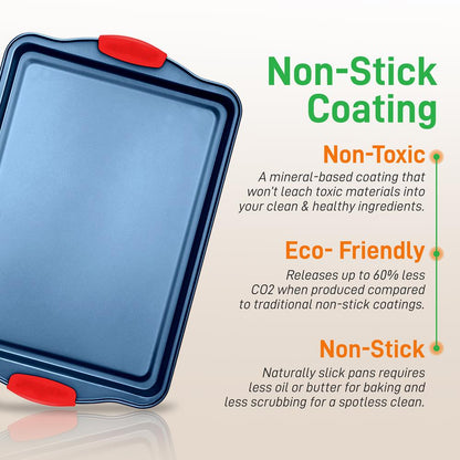 3-Piece Nonstick Cookie Sheets Set, Carbon Steel, Blue