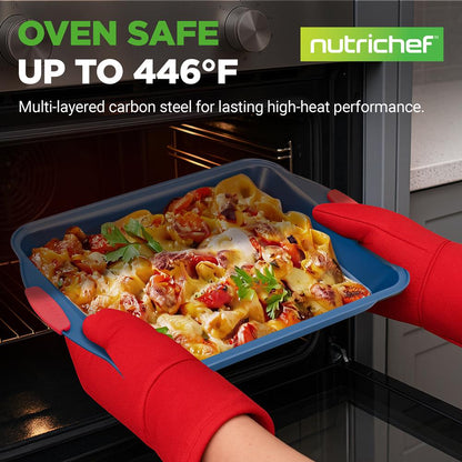 6-Piece Nonstick Bakeware Set, Easy Release Carbon Steel, Blue Coating