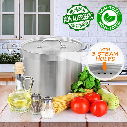 14 Qt Stock Pot - Even Heat, Induction Ready, Stainless Steel