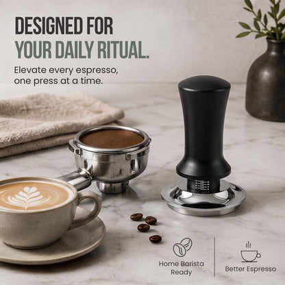 Neate Spring-Loaded Coffee Tamper For Espresso Machines | 51Mm Portafilter Spring-Loaded | 6-14 Lbs Of Calibrated Pressure | Depth-Adjustable | Great For Coffee & Espresso Enthusiasts | Black