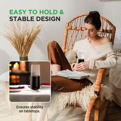 Stemless Champagne Flutes Set - Durable Lead-Free Crystal, Dishwasher Safe