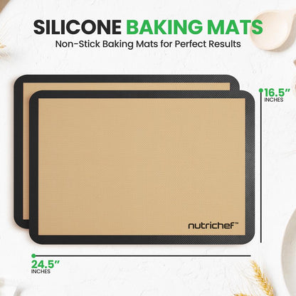 Silicone Baking Mats, Non-stick, Food-Grade, Oven-Safe to 480°F, 2 Pack