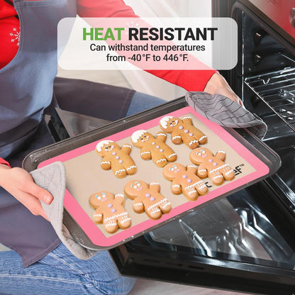 Silicone Baking Mats Non-stick Food-Grade Oven-Safe 480°F Pink