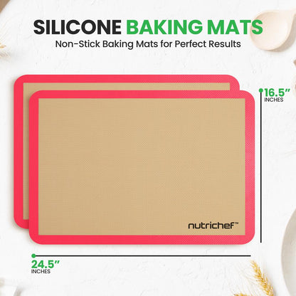 Silicone Baking Mats - Nonstick, Oven-Safe 480°F, Red, 24.4"x16.5"