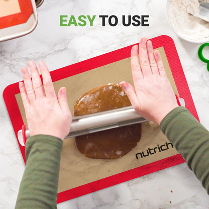 Silicone Baking Mats - Nonstick, Oven-Safe 480°F, Red, 24.4"x16.5"