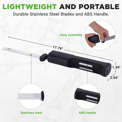Cordless Electric Knife, Quick Carving, Stainless Steel Blades, Black