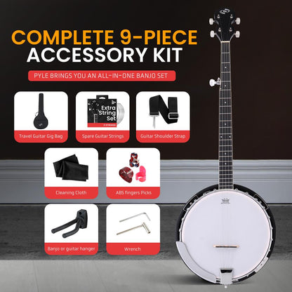 5-String Banjo Kit, Rich Sound, Remo Head, Sapele Resonator, Red Burst