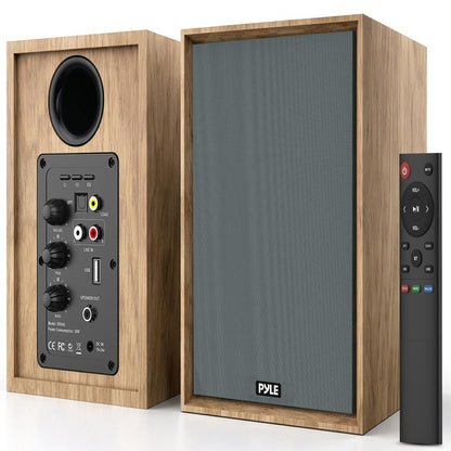 Bluetooth Bookshelf Speakers Hi-Fi Sound 60W MDF Wood