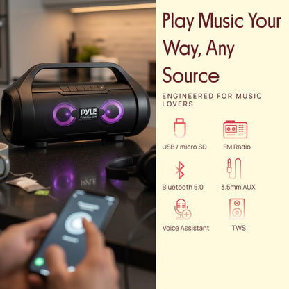 Wireless Bluetooth Boombox Speaker - Monstrous Sound, Waterproof, 40W