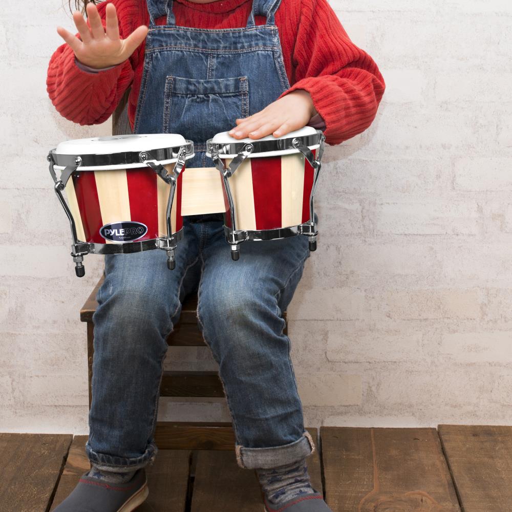 product image number 6 for Pyle Wooden Shell Bongo Drums