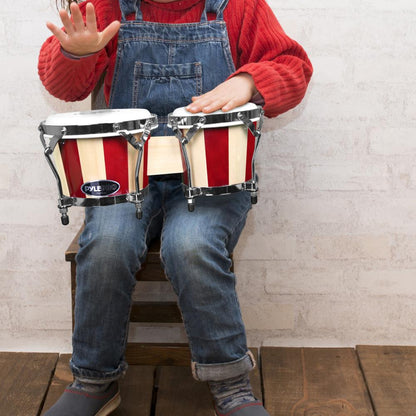 product image number 6 for Pyle Wooden Shell Bongo Drums