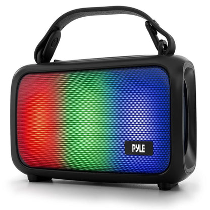 Pyle 2.0Ch Portable Bluetooth Speaker With Tws Function, Fm Radio, A2Dp, Hd Audio, Rgb Led Lights, And Shockproof Design (Black)