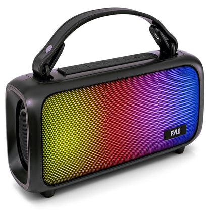 Pyle 2.0Ch Portable Bluetooth Speaker With Tws Function, Fm Radio, A2Dp, Hd Audio, Rgb Led Lights, And Shockproof Design (Black)