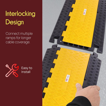 Cable Protector Ramp 33000lbs Support 5-Channel Yellow Flip-Open Cover
