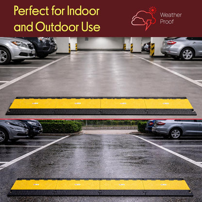 Cable Protector Ramp 33000lbs Support 5-Channel Yellow Flip-Open Cover