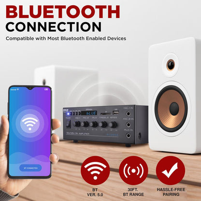 40W PA Amplifier with Bluetooth USB SD FM Radio