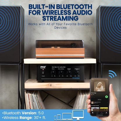60W Compact Power Amplifier with Bluetooth and Remote