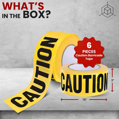 6 Pieces Caution Tape Set High Visibility Polyethylene Yellow