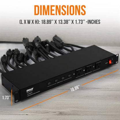 19-Outlet Rackmount Power Strip Surge Protector 4 USB Ports 15FT Cord