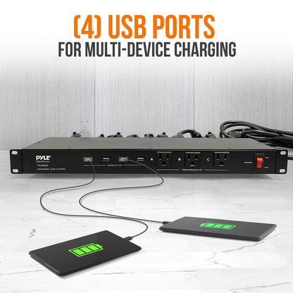 19-Outlet Rackmount Power Strip Surge Protector 4 USB Ports 15FT Cord