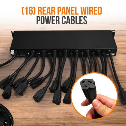 19-Outlet Rackmount Power Strip Surge Protector 4 USB Ports 15FT Cord