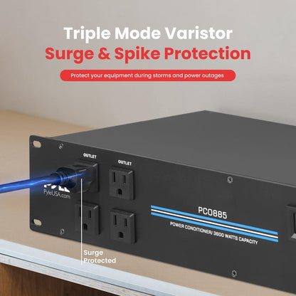 3600W 18-Outlet Rack Power Conditioner, Surge Protection, Digital Display