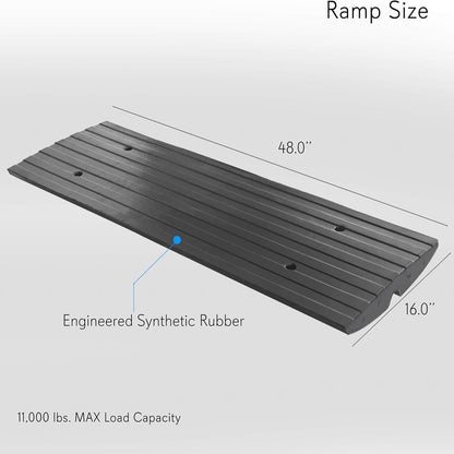 Car Driveway Ramps 3-Pack, Heavy Duty Rubber, 12ft Length, Waterproof