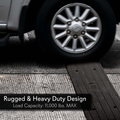 Driveway Curb Ramp - 11,000 lb Capacity, Heavy Duty Rubber, 4 ft Length