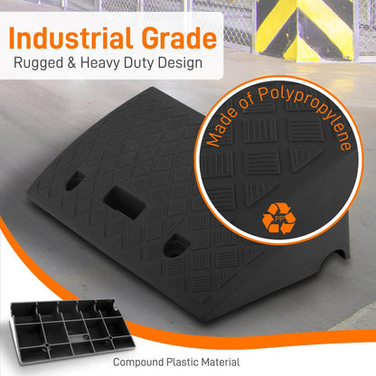 Portable Curb Ramps 6,600 lbs Capacity Heavy Duty Plastic 2PC Set