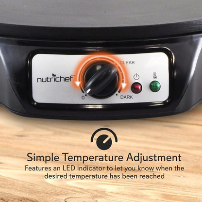 Crepe Maker with Non-Stick 12” Plate for Easy Cleanup and Even Heating