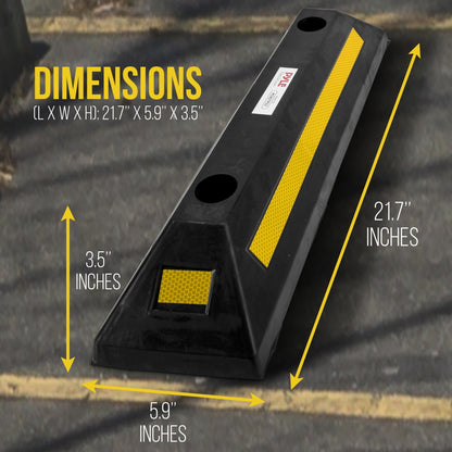 2-Pack Heavy Duty Wheel Stops for Parking, Reflective Rubber, Yellow