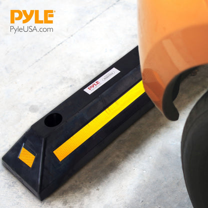 2-Pack Heavy Duty Wheel Stops for Parking, Reflective Rubber, Yellow