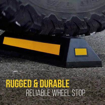 Vehicle Wheel Stop 4-Pack, Parking Assistance, Reflective Rubber, Yellow