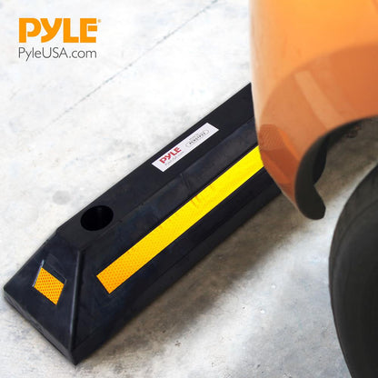 Vehicle Wheel Stop 4-Pack, Parking Assistance, Reflective Rubber, Yellow