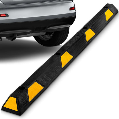 Car Wheel Stop - Vehicle & Truck Parking Curb Tire Stop, Heavy-Duty Rubber Tire Block (Extra Wide Style)